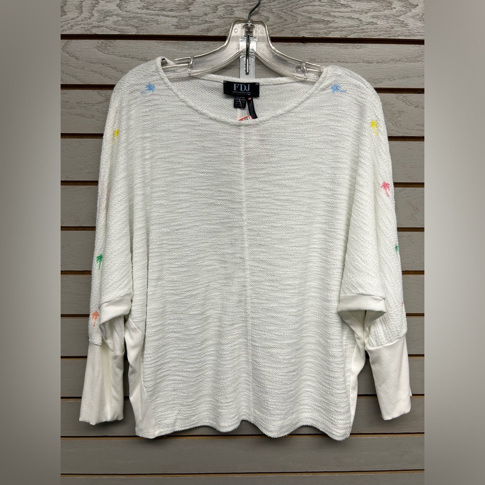 FDJ White Women's Sweatshirt with Colorful Embroidery